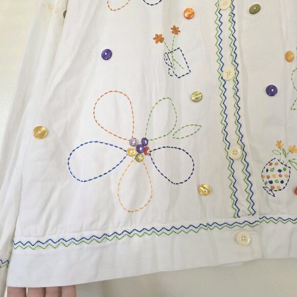 Vintage Embroidered Floral Gardencore Jacket Womens XL Wearable Art Cottage Boho - Picture 3 of 11